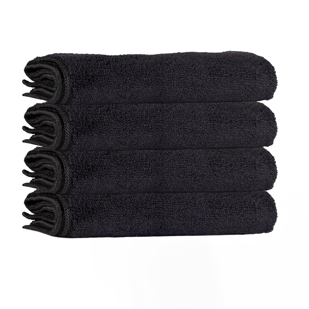 Black - Front - K Collection Microfibre Cleaning Cloth (Pack of 4)