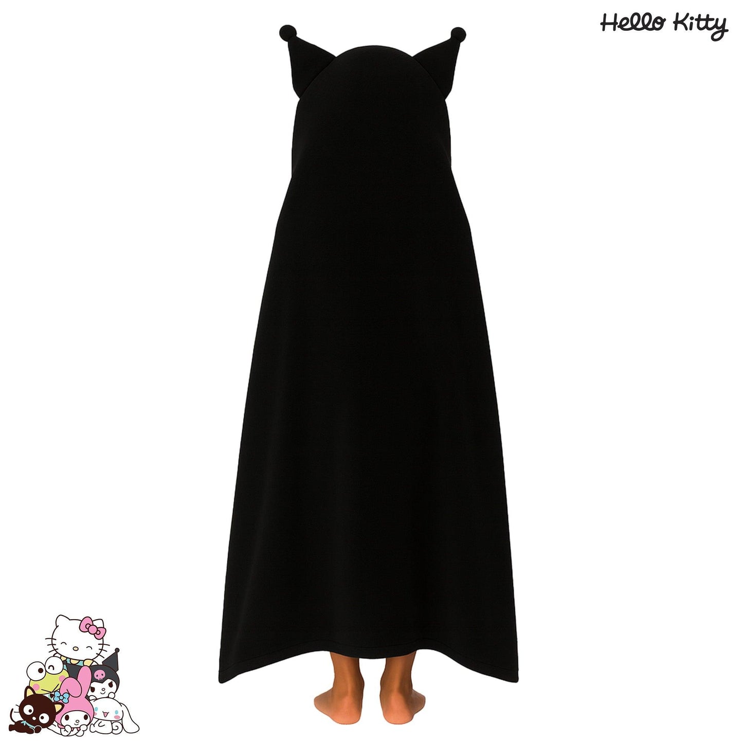 Black - Lifestyle - Hello Kitty Childrens-Kids Kuromi Wrap Blanket Hoodie
