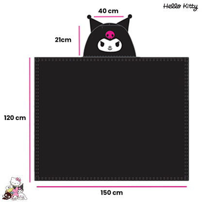 Black - Pack Shot - Hello Kitty Childrens-Kids Kuromi Wrap Blanket Hoodie