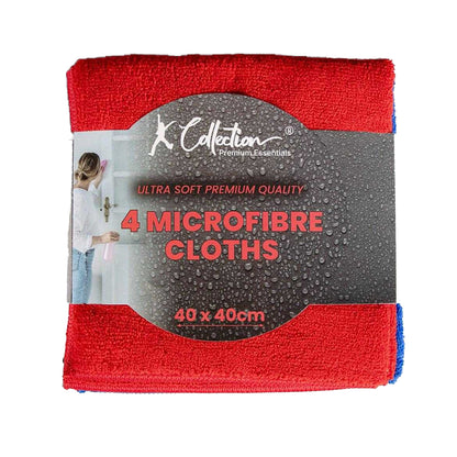 Red-Blue-Grey-Black - Back - Premium Microfibre Cleaning Cloth (Pack of 4)