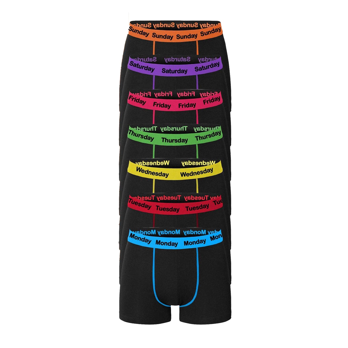 Black - Back - Harte & Soul Mens Days of The Week Cotton Blend Boxer Shorts (Pack of 7)