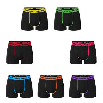 Black - Front - Harte & Soul Mens Days of The Week Cotton Blend Boxer Shorts (Pack of 7)