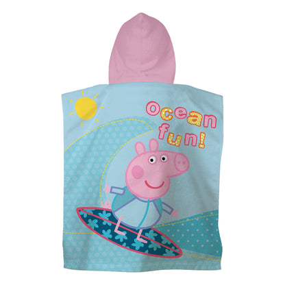 Multicoloured - Back - Peppa Pig Childrens-Kids Fun Ocean Hooded Towel