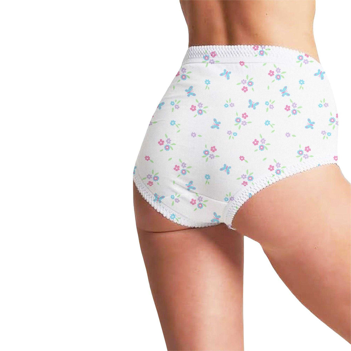 White - Side - Harte & Soul Womens-Ladies Floral Briefs (Pack of 6)
