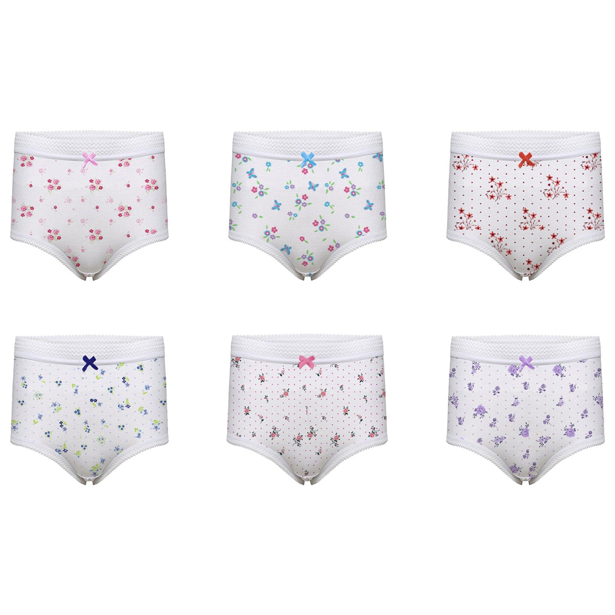 White - Front - Harte & Soul Womens-Ladies Floral Briefs (Pack of 6)