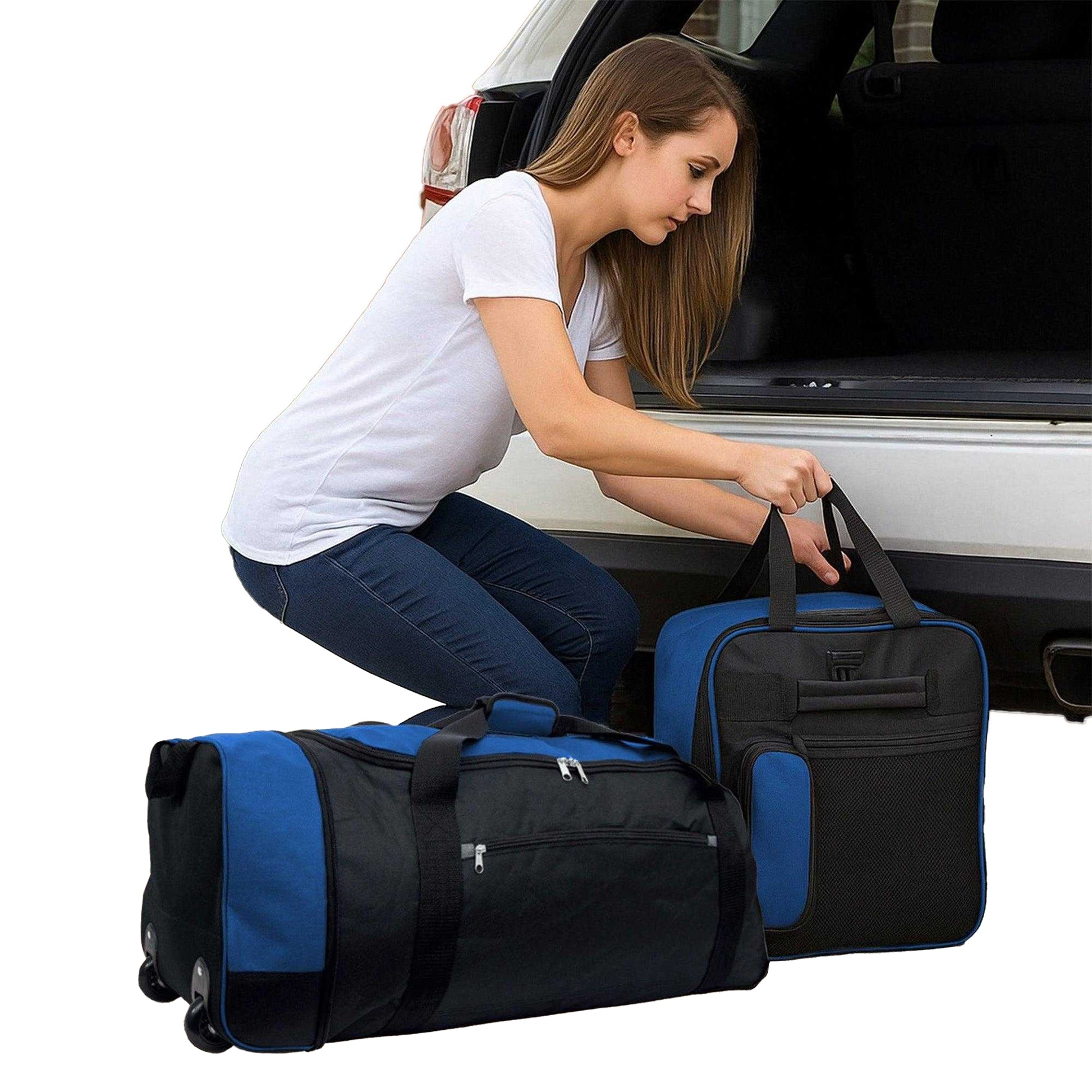 Black-Blue - Back - Public Dealz Lightweight 80L Wheeled Duffel Bag