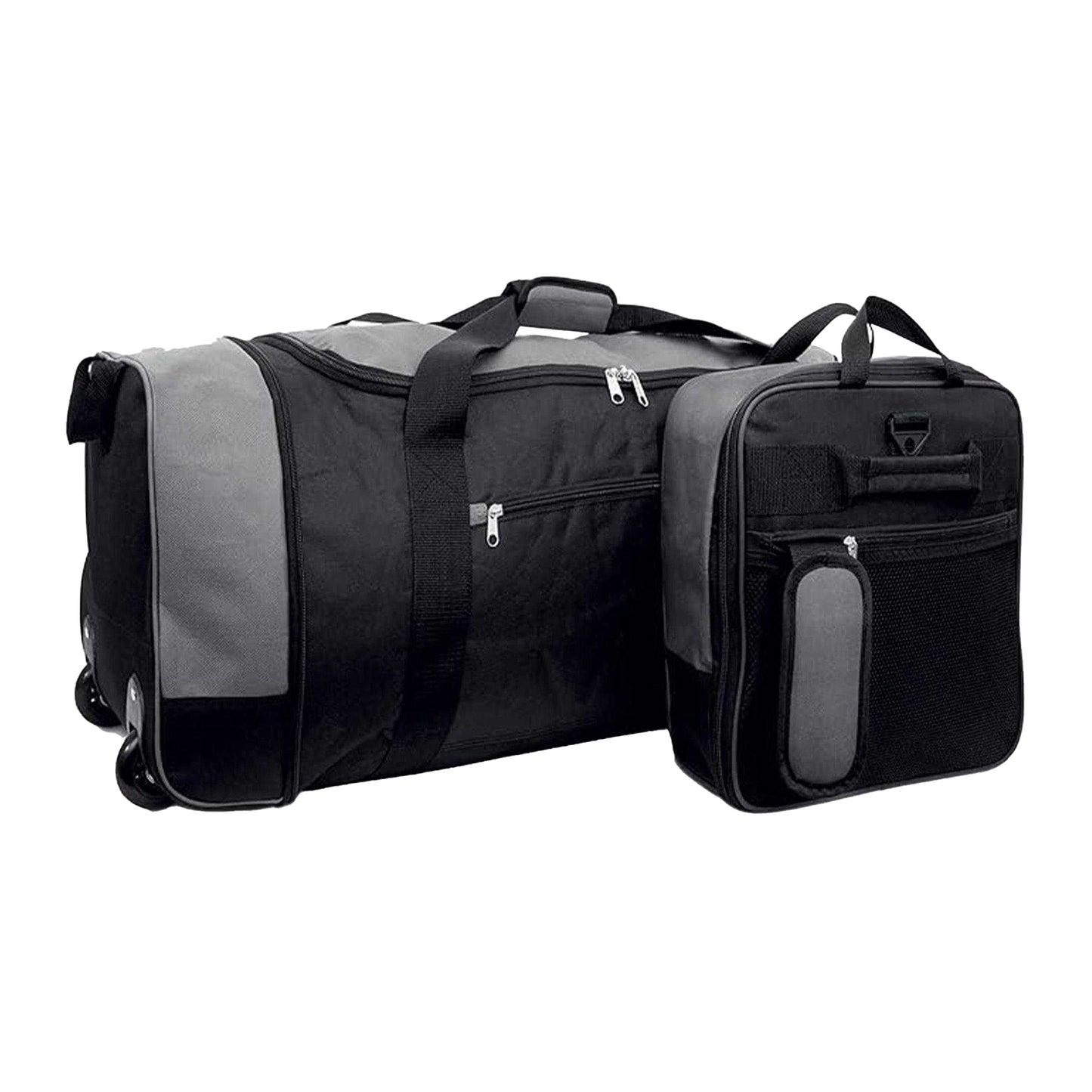 Black-Grey - Front - Public Dealz Lightweight 80L Wheeled Duffel Bag