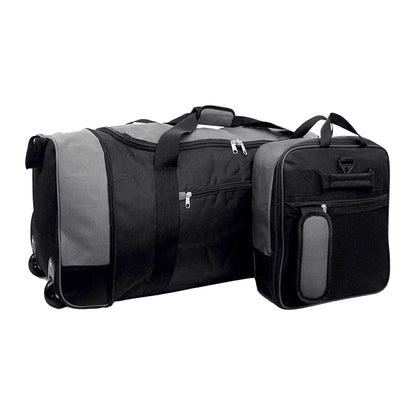 Black-Grey - Front - Public Dealz Lightweight 80L Wheeled Duffel Bag