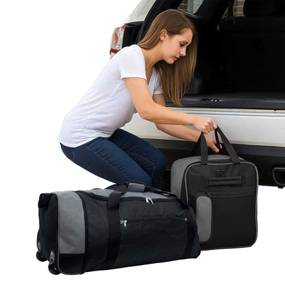 Black-Grey - Back - Public Dealz Lightweight 80L Wheeled Duffel Bag
