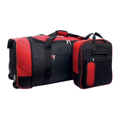 Black-Red - Front - Public Dealz Lightweight 80L Wheeled Duffel Bag
