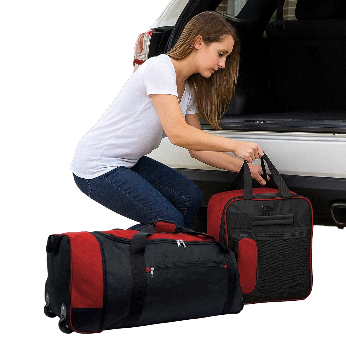 Black-Red - Back - Public Dealz Lightweight 80L Wheeled Duffel Bag