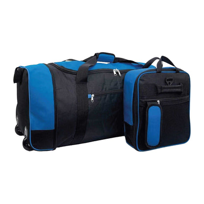 Black-Blue - Front - Public Dealz Lightweight 80L Wheeled Duffel Bag
