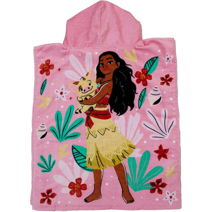 Pink - Back - Disney Princess Ariel & Moana Hooded Towel