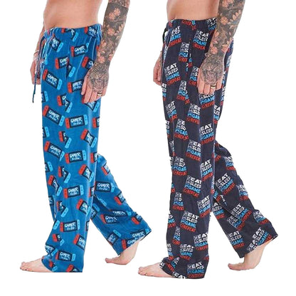 Blue-Navy - Back - Keanu Mens Gamer Pyjama Bottoms (Pack of 2)