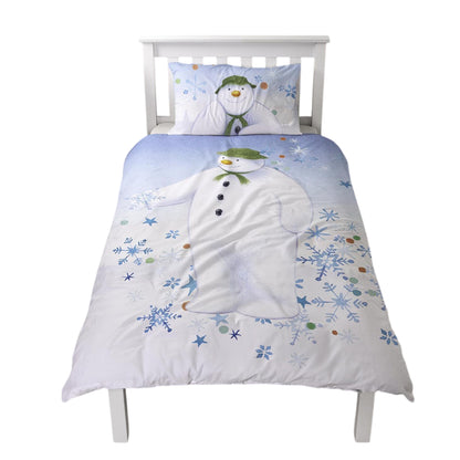 White-Blue - Front - The Snowman Winter Sun Christmas Reversible Duvet Cover Set