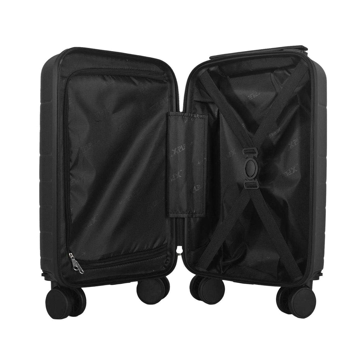 Black - Side - Public Dealz Underseat Lightweight 4 Wheeled Cabin Bag