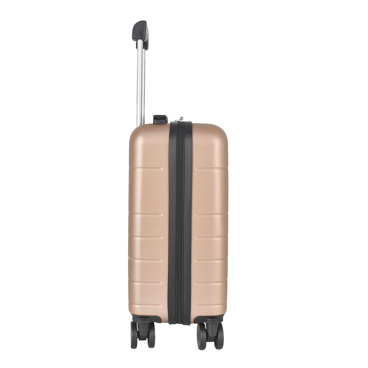 Champagne - Back - Public Dealz Underseat Lightweight 4 Wheeled Cabin Bag