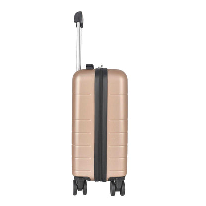 Champagne - Back - Public Dealz Underseat Lightweight 4 Wheeled Cabin Bag