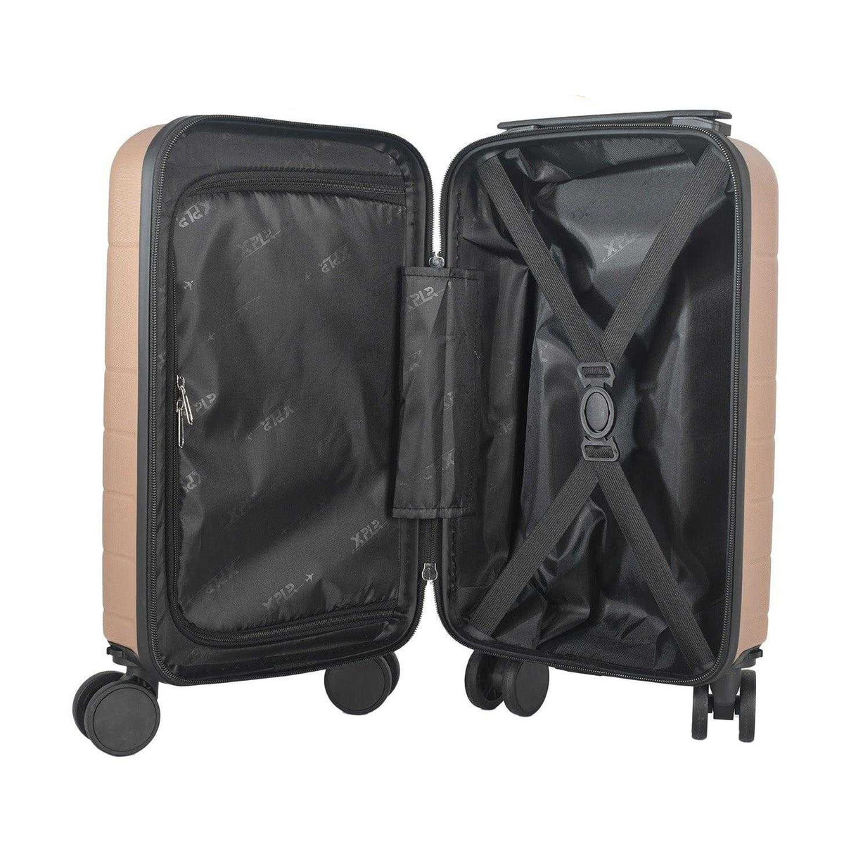 Champagne - Side - Public Dealz Underseat Lightweight 4 Wheeled Cabin Bag
