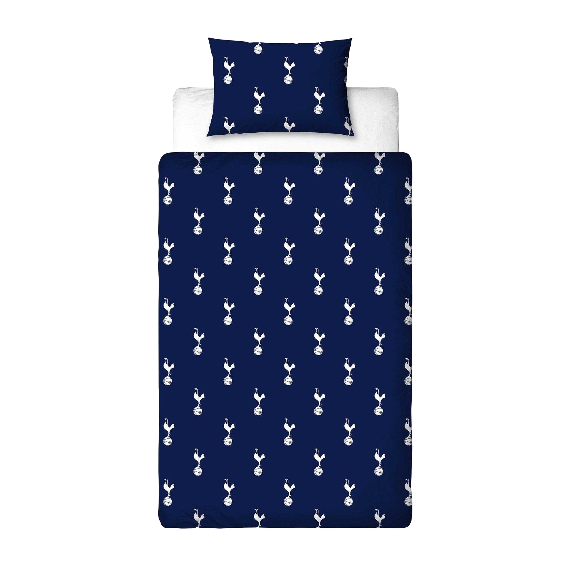 Navy Blue-White - Back - Tottenham Hotspur FC Crest Reversible Duvet Set