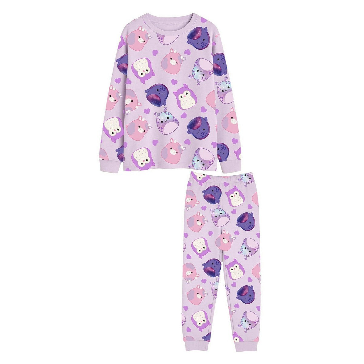 Multicoloured - Front - Squishmallows Childrens-Kids All-Over Print Long Pyjama Set