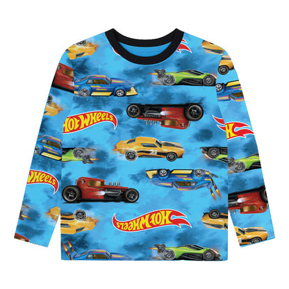 Multicoloured - Back - Hot Wheels Childrens-Kids Cars Logo Long Pyjama Set