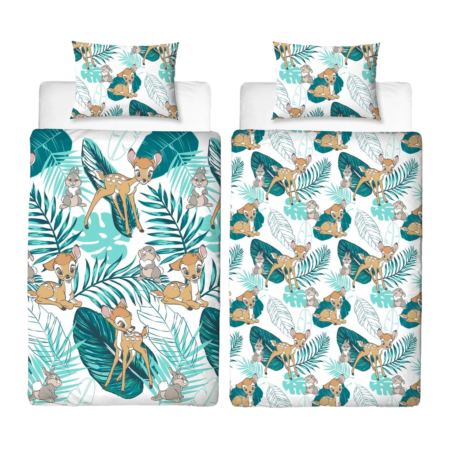 White-Green-Brown - Front - Disney Reversible Bambi Duvet Set