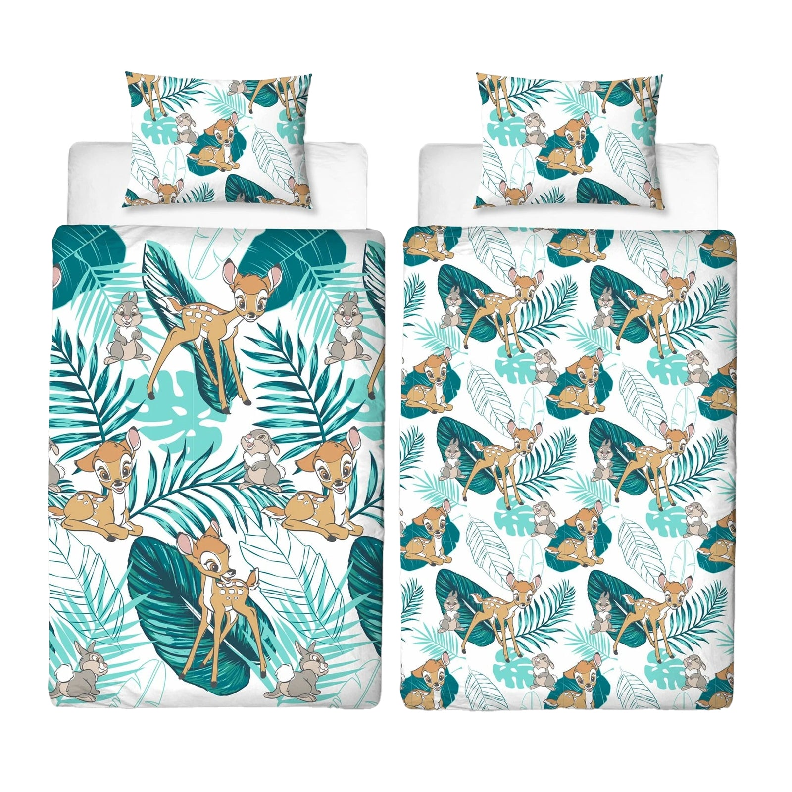 White-Green-Brown - Front - Disney Reversible Bambi Duvet Set