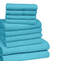 Teal - Back - K Collection Egyptian Cotton Towel Set (Pack of 10)