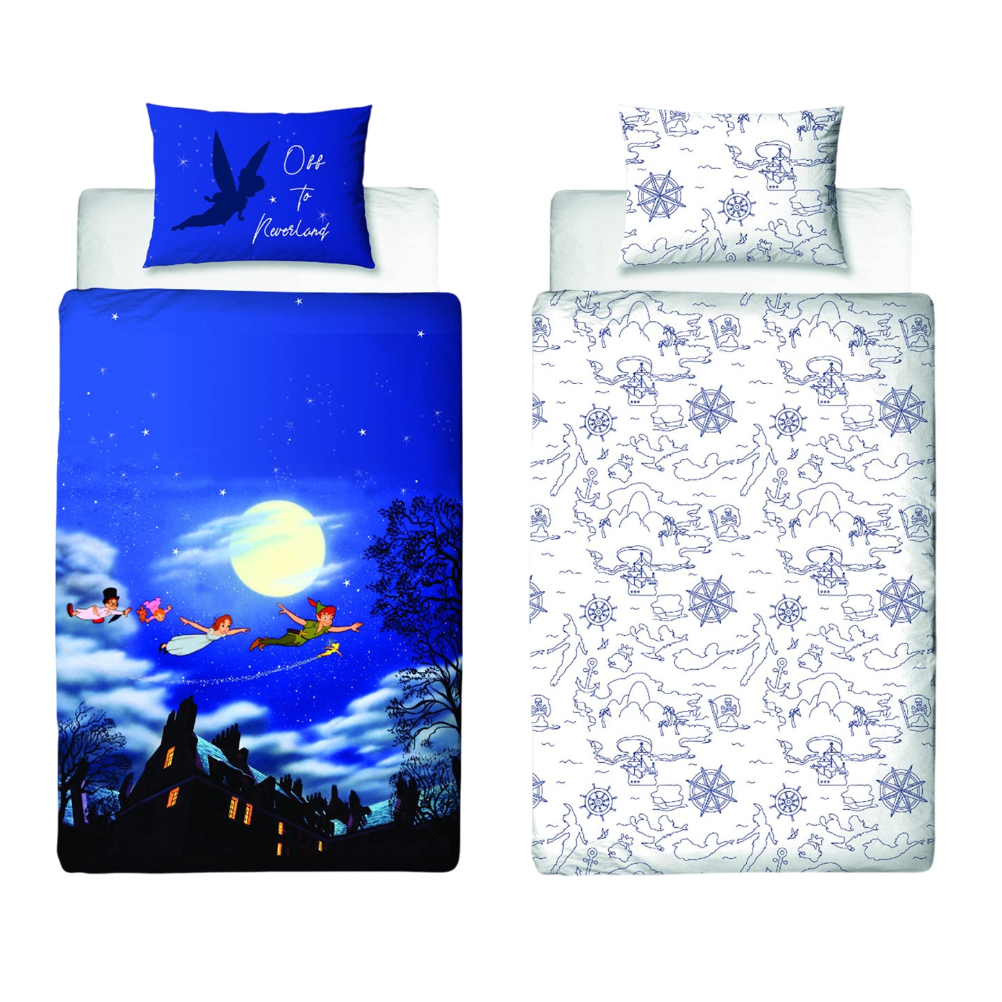 Blue-Black-White - Front - Peter Pan Reversible Duvet Set