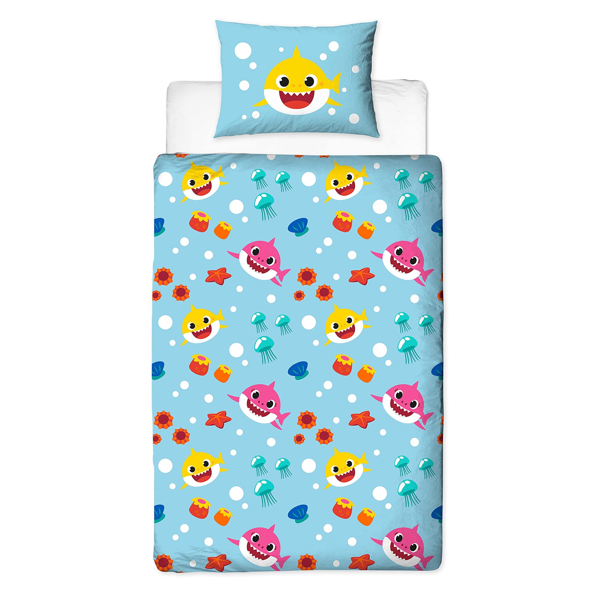 Multicoloured - Back - Baby Shark Rainbow Reversible Duvet Set
