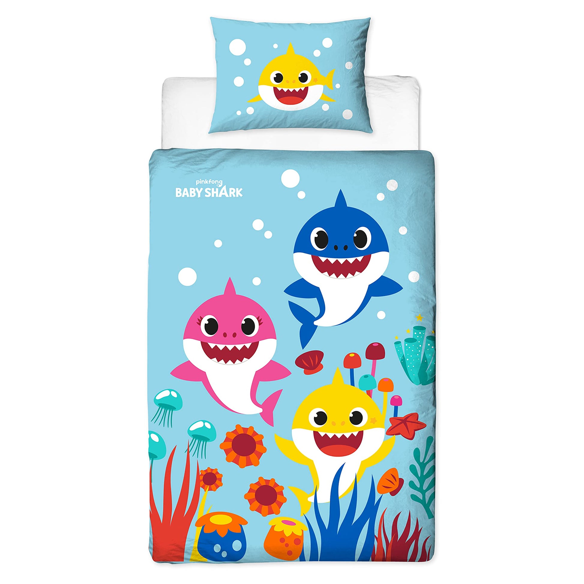 Multicoloured - Side - Baby Shark Rainbow Reversible Duvet Set
