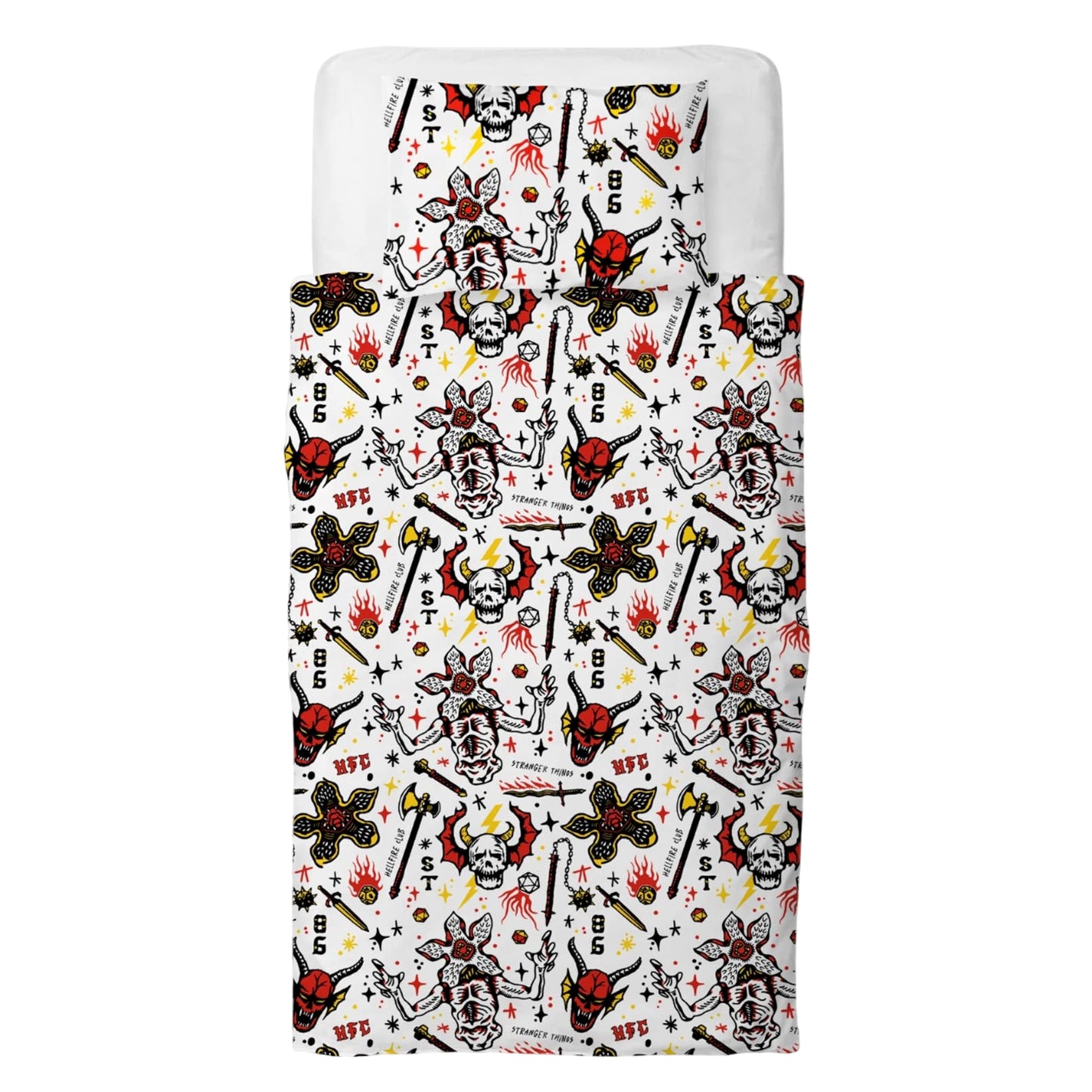Multicoloured - Back - Stranger Things Hellfire Club Reversible Duvet Set