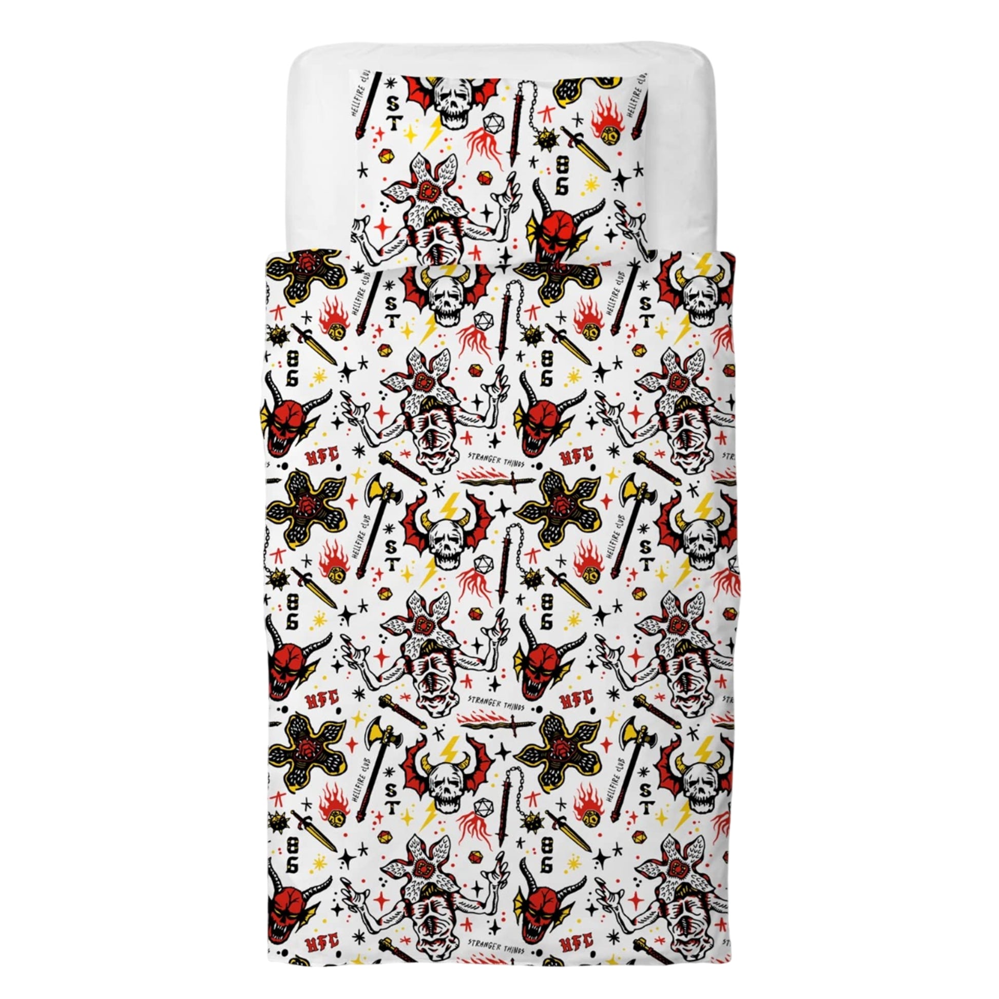 Multicoloured - Back - Stranger Things Hellfire Club Reversible Duvet Set