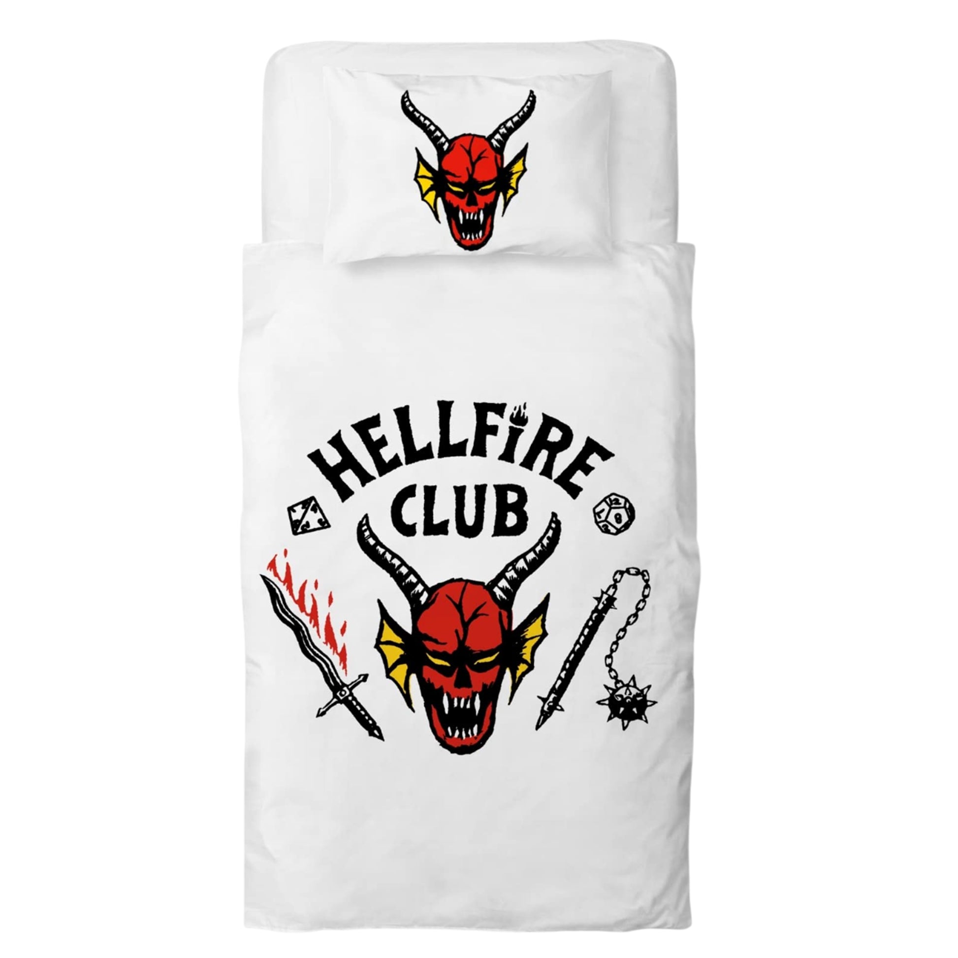 Multicoloured - Side - Stranger Things Hellfire Club Reversible Duvet Set