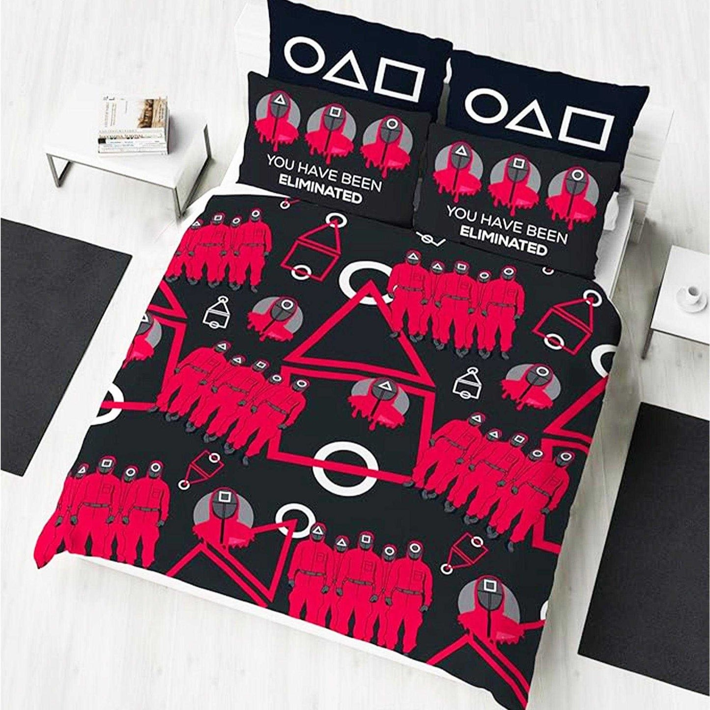 Multicoloured - Side - Squid Game Symbols Reversible Duvet Set