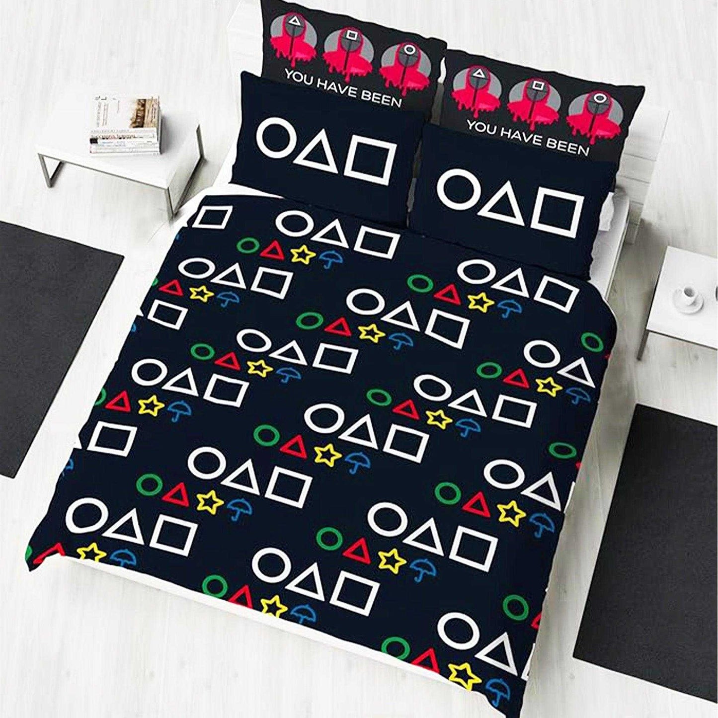 Multicoloured - Lifestyle - Squid Game Symbols Reversible Duvet Set
