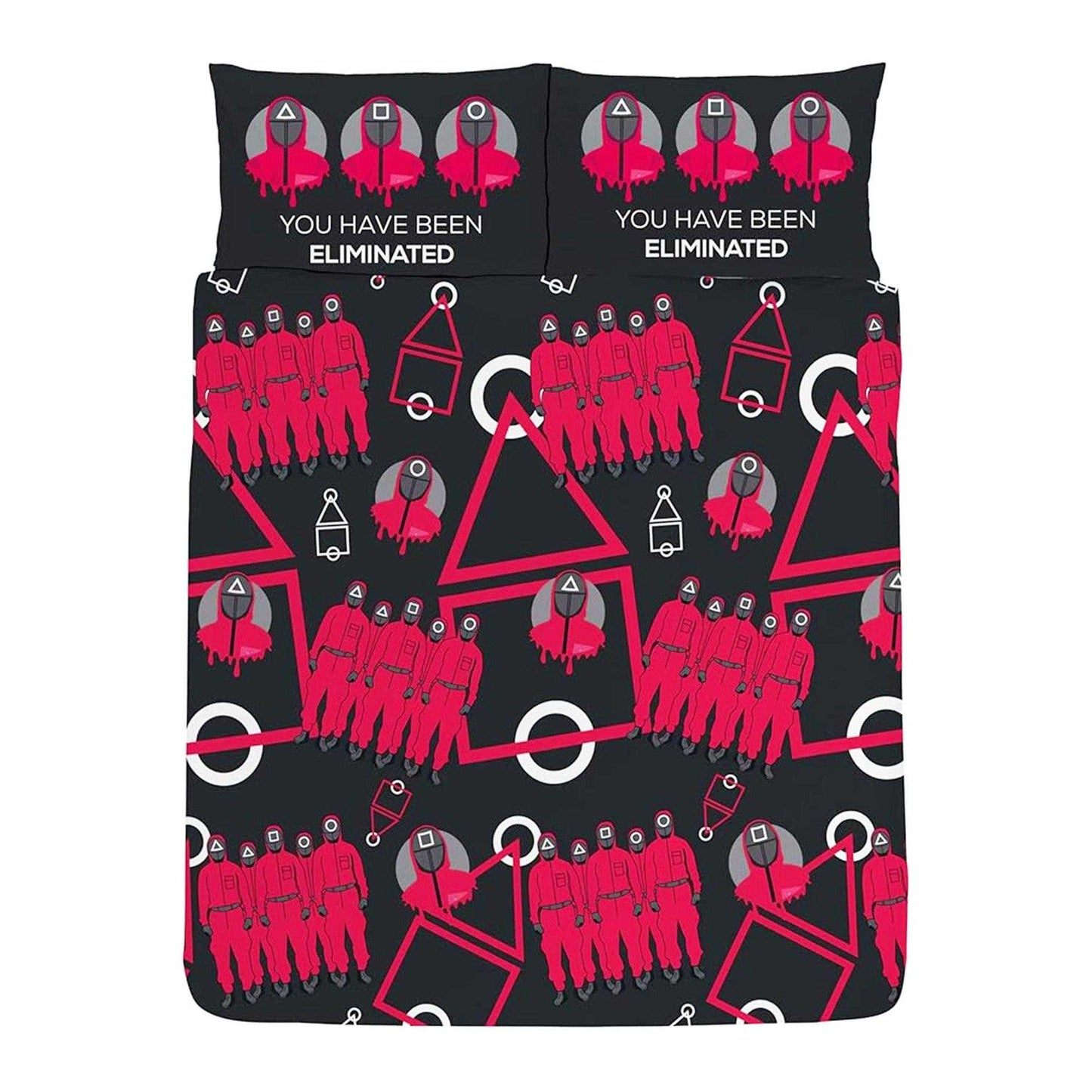 Multicoloured - Front - Squid Game Symbols Reversible Duvet Set
