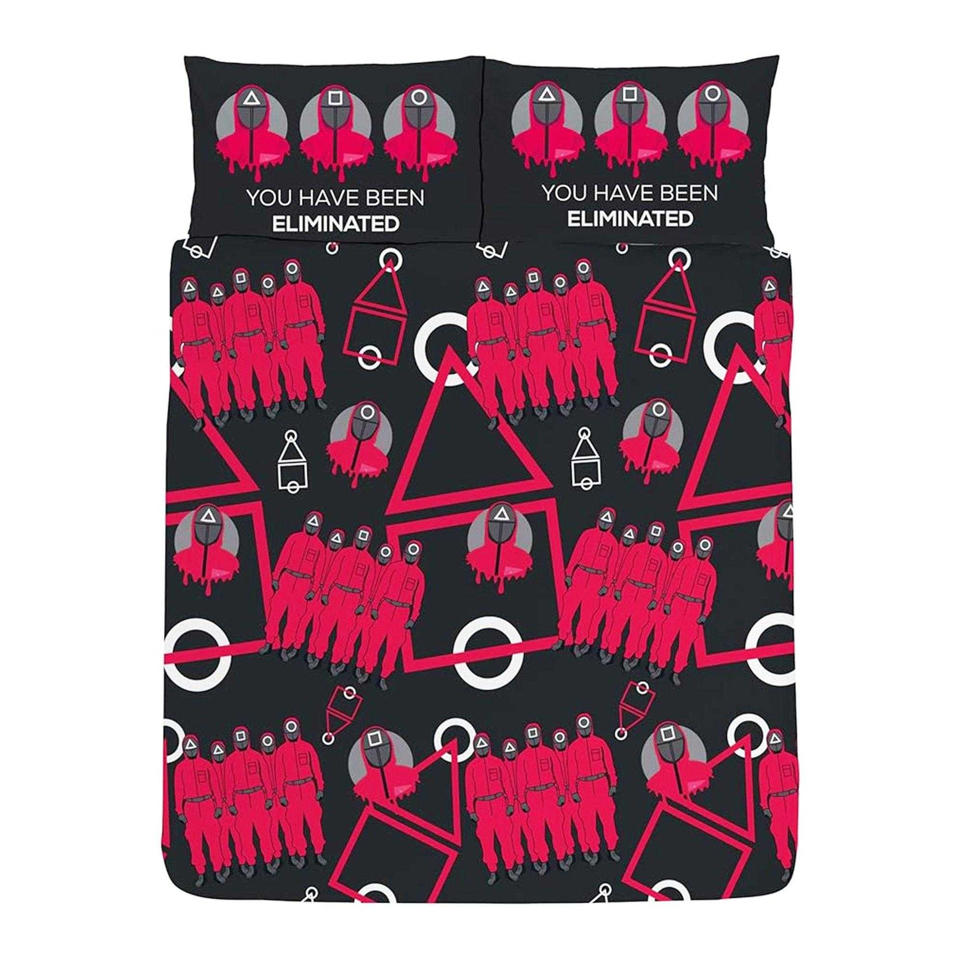 Multicoloured - Front - Squid Game Symbols Reversible Duvet Set