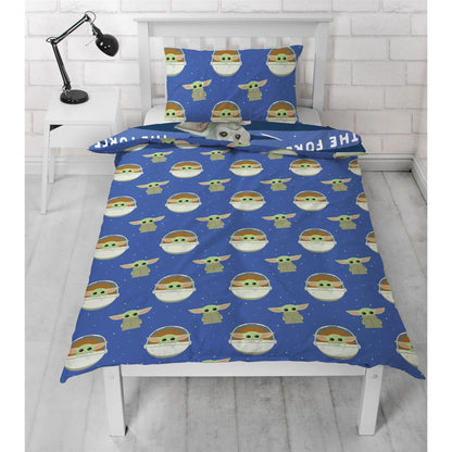 Multicoloured - Pack Shot - Star Wars Mandalorian Baby Yoda Reversible Duvet Set