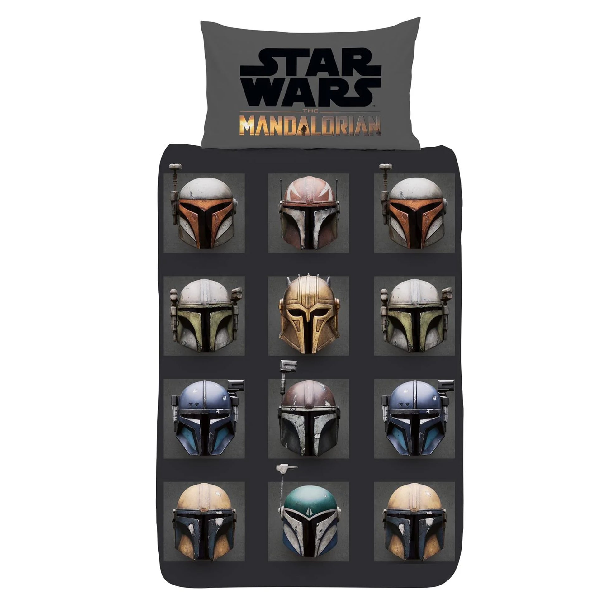Multicoloured - Front - Star Wars The Mandalorian Helmet Reversible Duvet Set