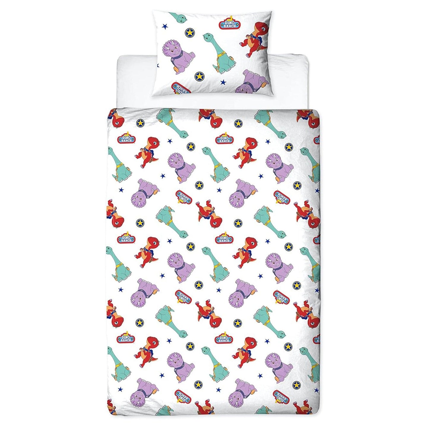 Multicoloured - Back - Dino Ranch Sticker Reversible Duvet Set