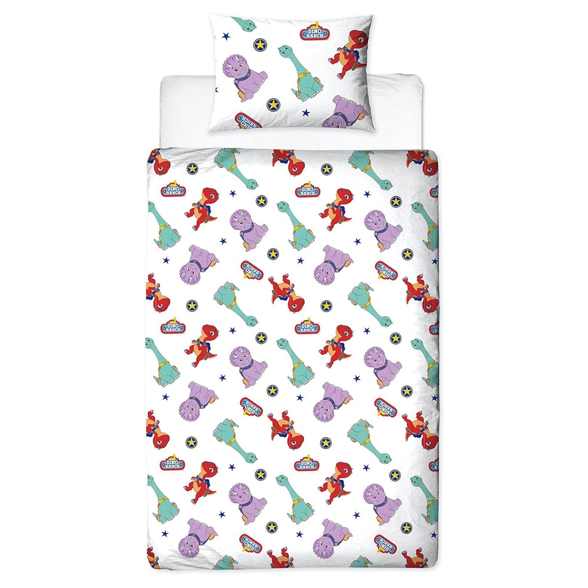 Multicoloured - Back - Dino Ranch Sticker Reversible Duvet Set