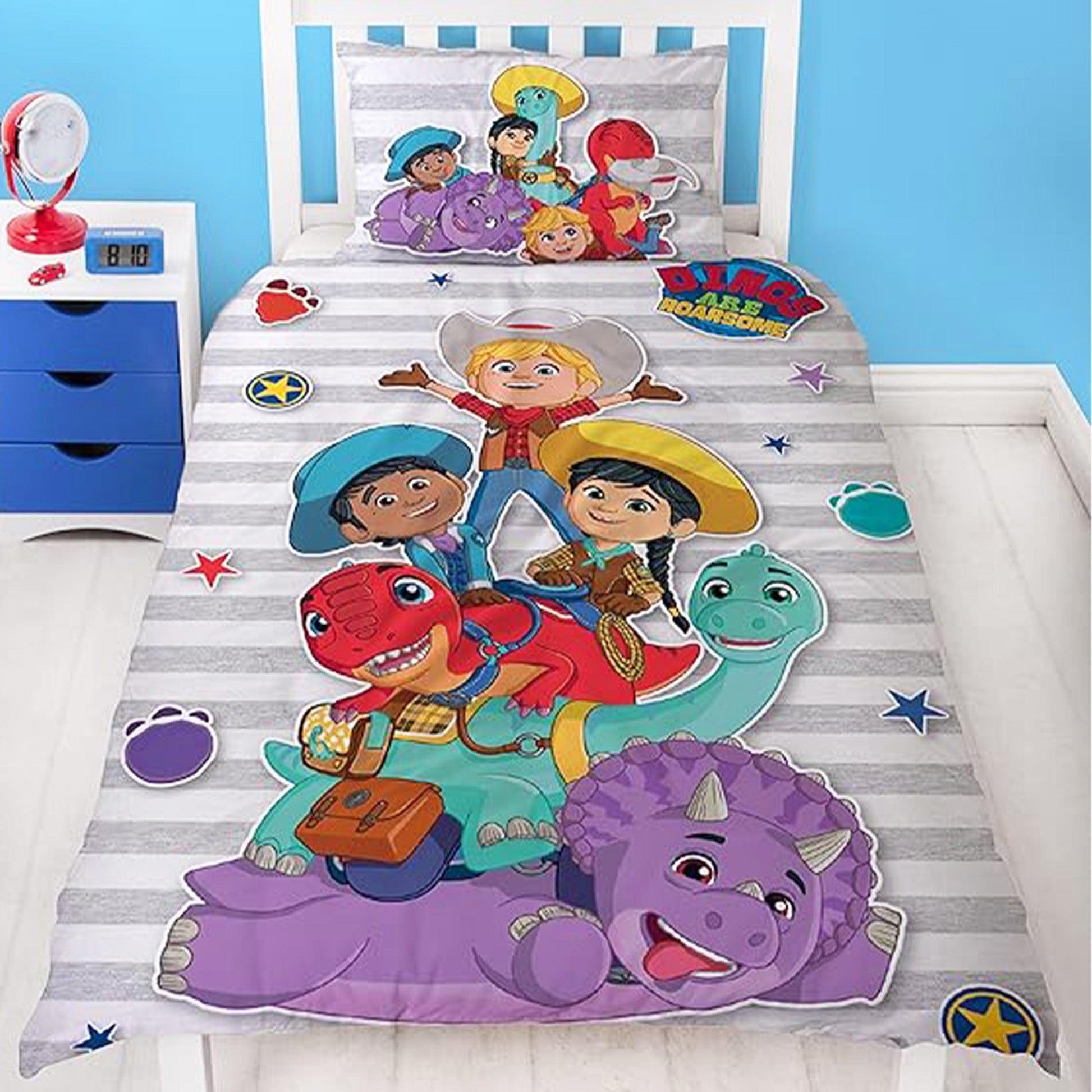 Multicoloured - Side - Dino Ranch Sticker Reversible Duvet Set