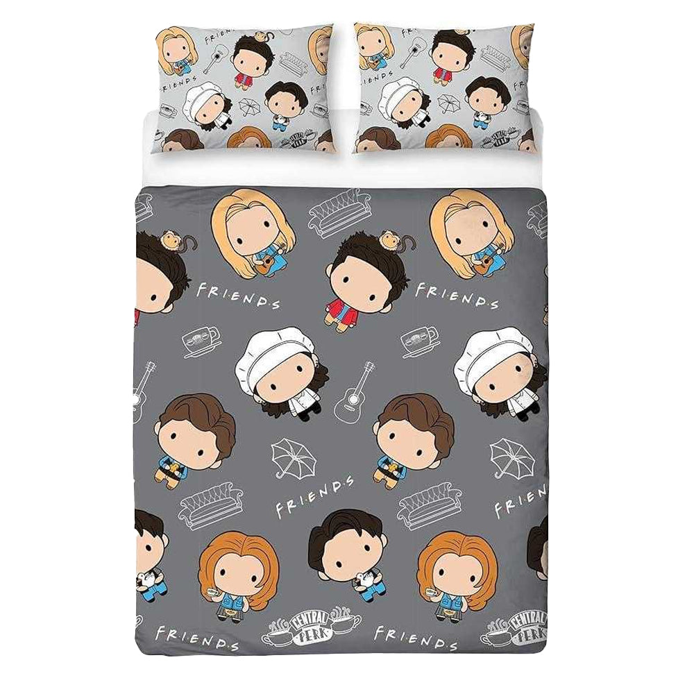 Multicoloured - Front - Friends Chibi Reversible Duvet Set