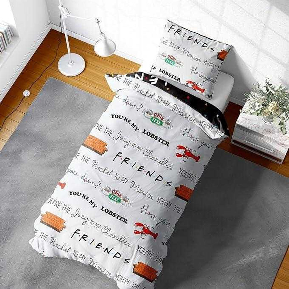 Black-Grey - Lifestyle - Friends Logo Reversible Duvet Set