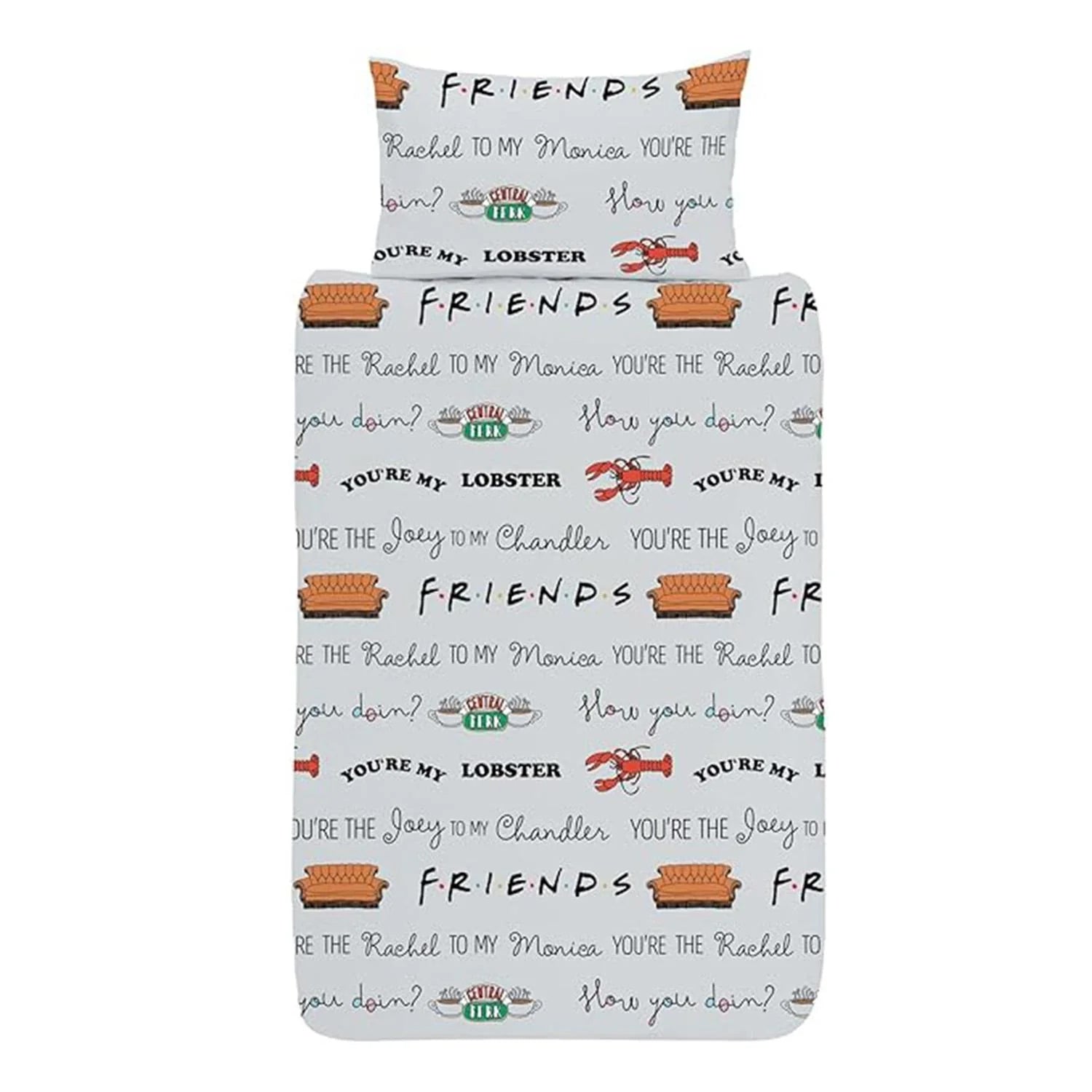 Black-Grey - Front - Friends Logo Reversible Duvet Set