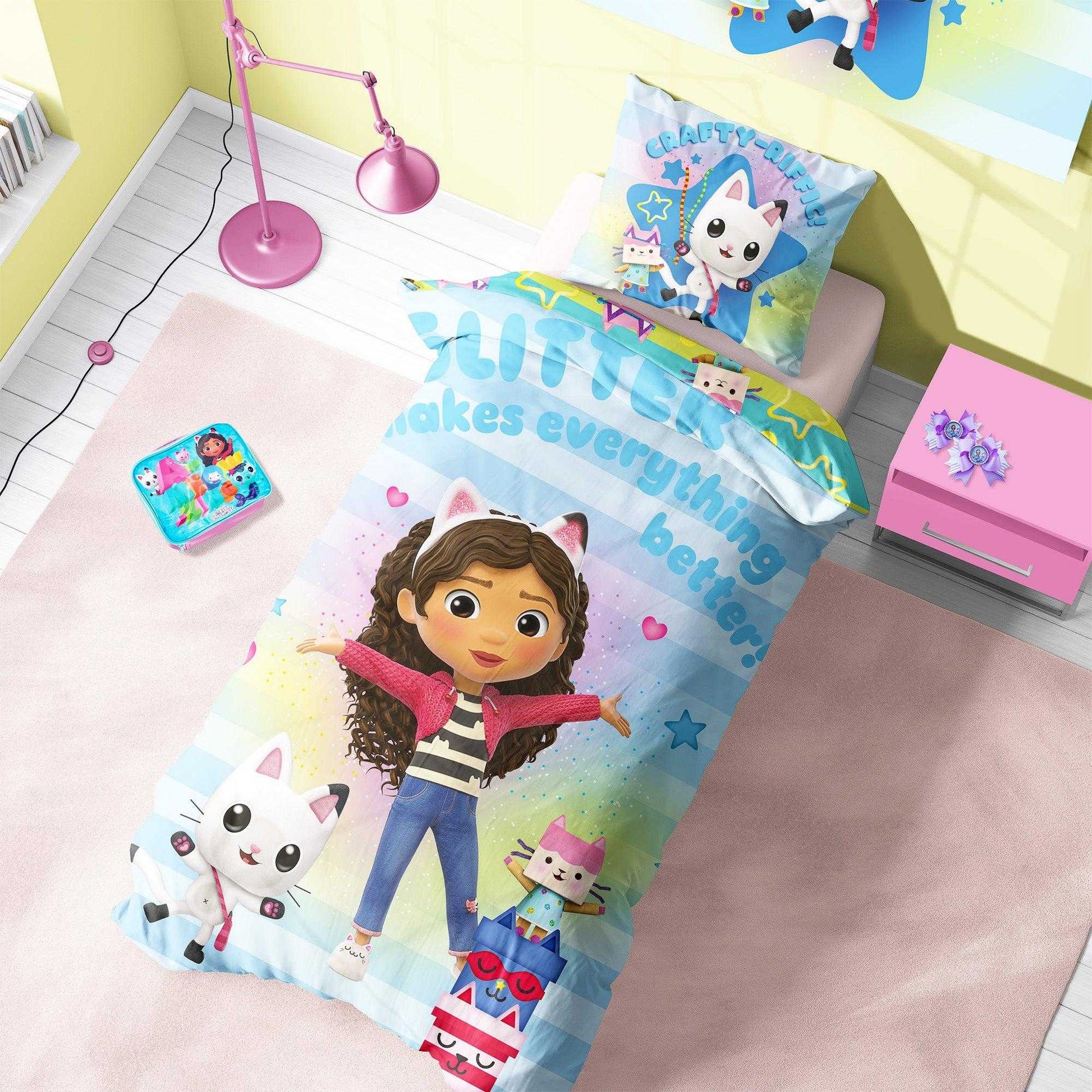 Multicoloured - Back - Gabby´s Dollhouse Glitter Makes Everything Better Reversible Duvet Set