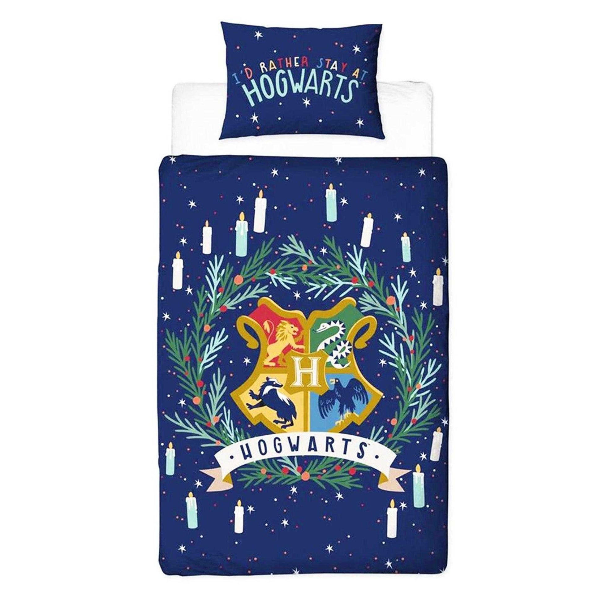 Multicoloured - Front - Harry Potter I´d Rather Stay At Hogwarts Reversible Duvet Set