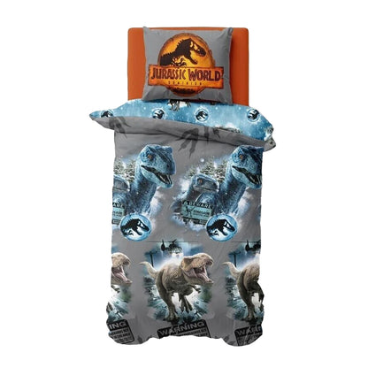 Grey-Blue-Black-Golden - Lifestyle - Jurassic World Dominion Reversible Duvet Set